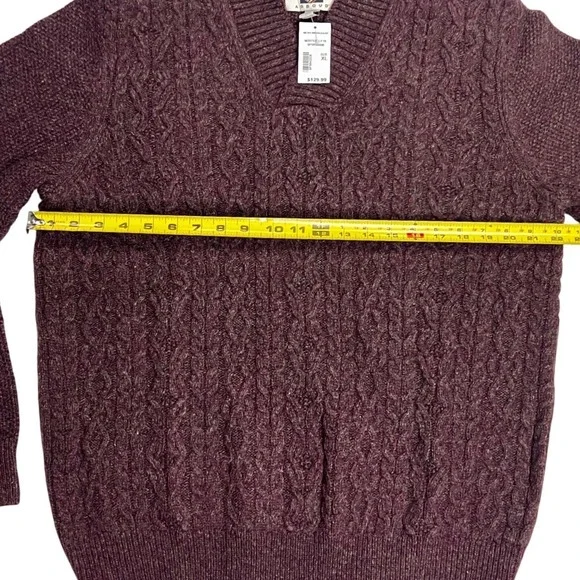 JOSEPH ABBOUD Mens XL Wool Blend Cable Knit Shawl Neck Sweater Burgundy Menswear